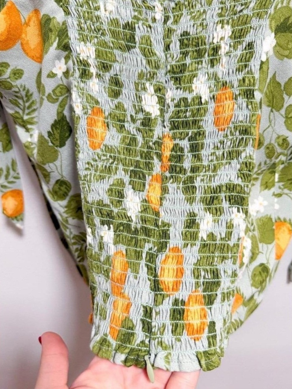 Reformation Ellora squareneck tie sleeve tank top orange grove fruit print Italy - Picture 4 of 8